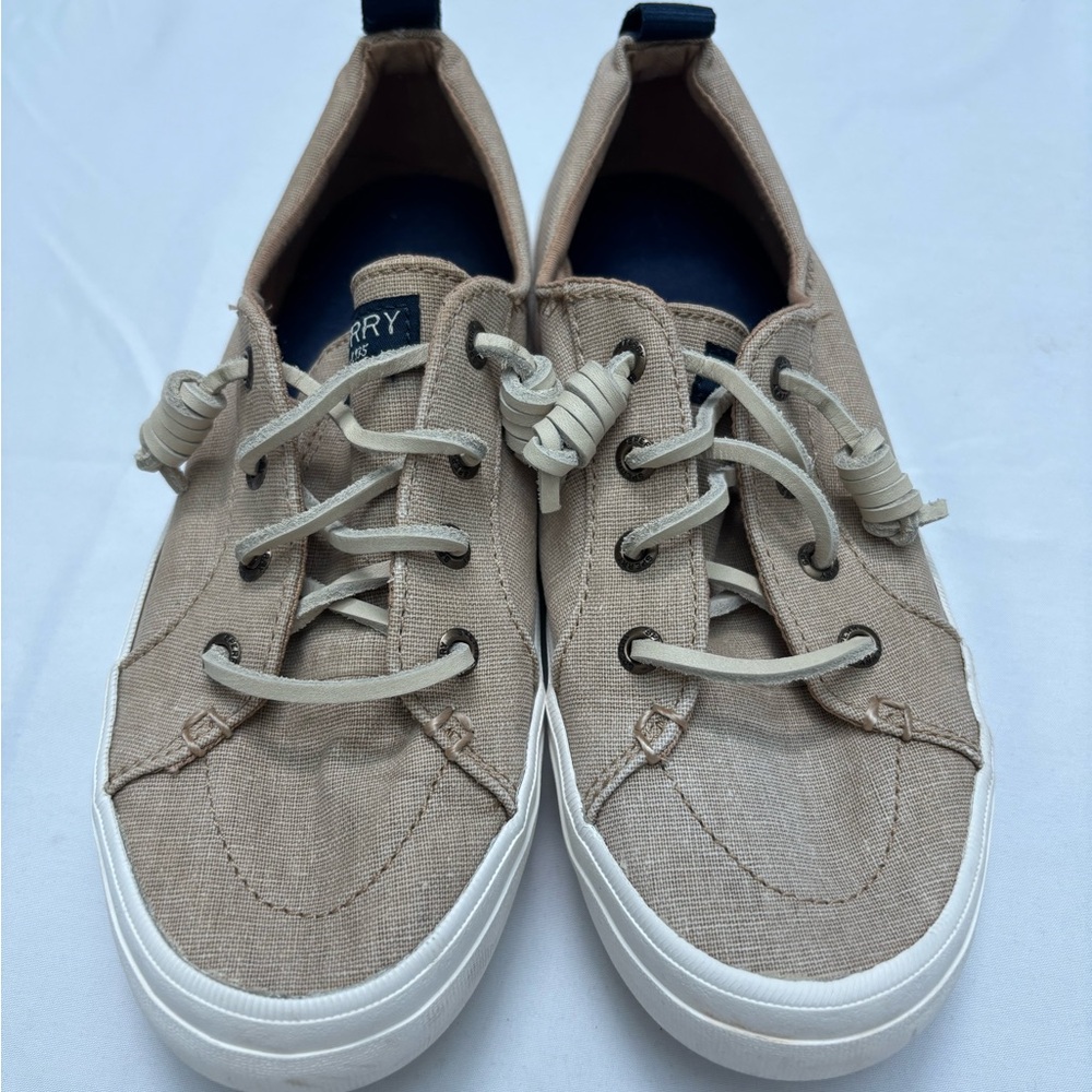 Sperry Topsider Tan Canvas Boat Shoes Loafers